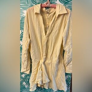 NWT Free People Tara Twist Mini Dress in Vanilla Cake Sz M light yellow